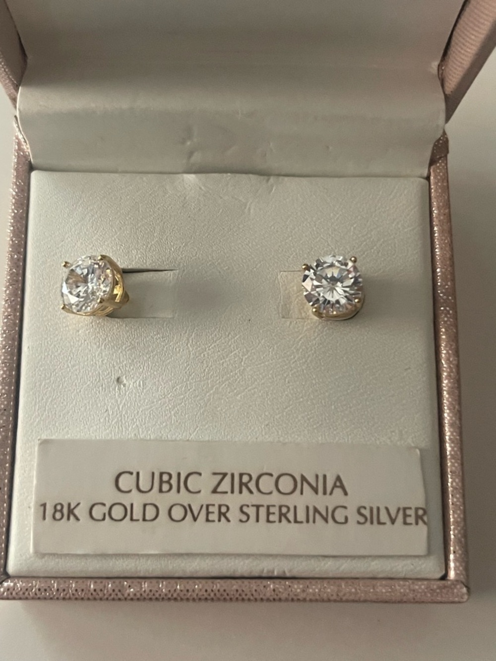 Madison Gold Clear Cubic Zirconia Stud Earrings